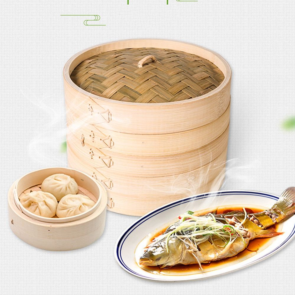 Bao Steamer Bamboo - Chinese Steamer Bamboo Steamer with Lid
